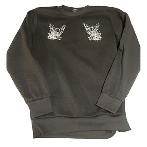 Crooks & Castles Sweatshirt Mens Medium Black Good Eagle Graphic Back Logo Crew